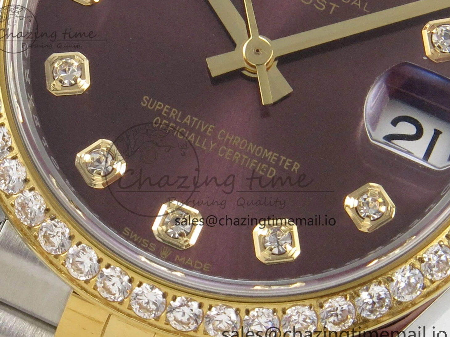 MiroTime 0207 Effortless DateJust 31 278383RBR THBF 1:1 Best Edition 904L Steel Brown Diamonds Dial Diamonds Bezel on SS YG Jubilee Bracelet HZ Cal. 10